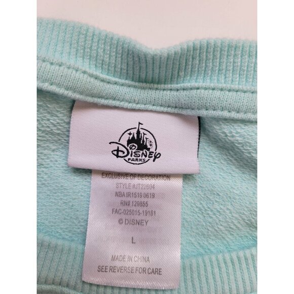 Disney Parks Teal Long Sleeve Fleece Sweatshirt Sequins Size L Mickey Mouse - Picture 7 of 11